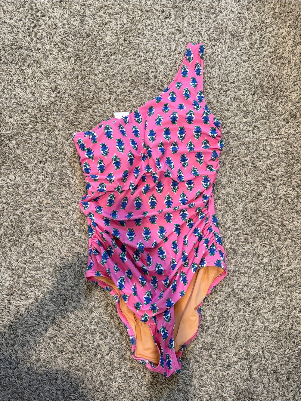 J. Crew One-Shoulder Pink Floral Print Swimsuit